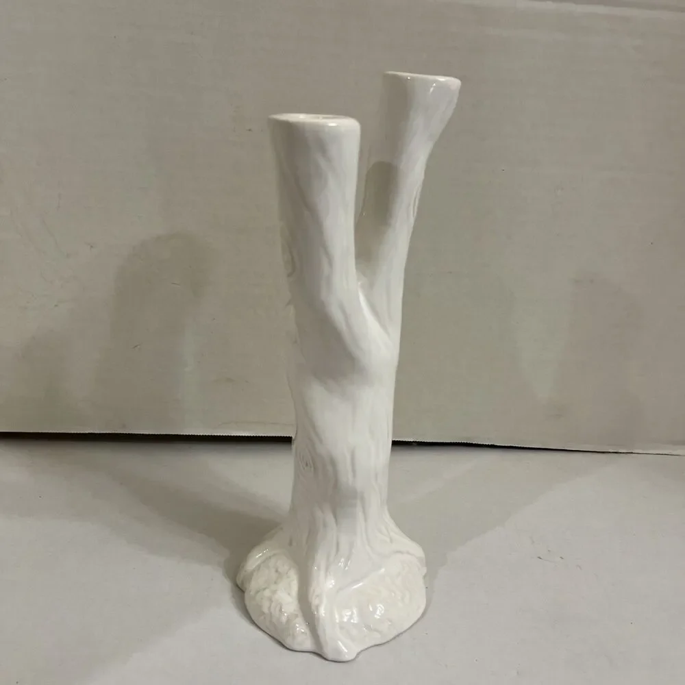 Roscher Natures Nest 3 Tier Candle Stick Holder Tree Trunk White 11 Inches Tall